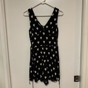 H&M Heart Print V-neck Romper Black White Size 6